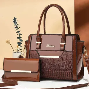2024 Chic Crocodile Pattern Crossbody Composite Bag Spacious PU Shoulder Tote for Women's Fashion – High Capacity Elegance