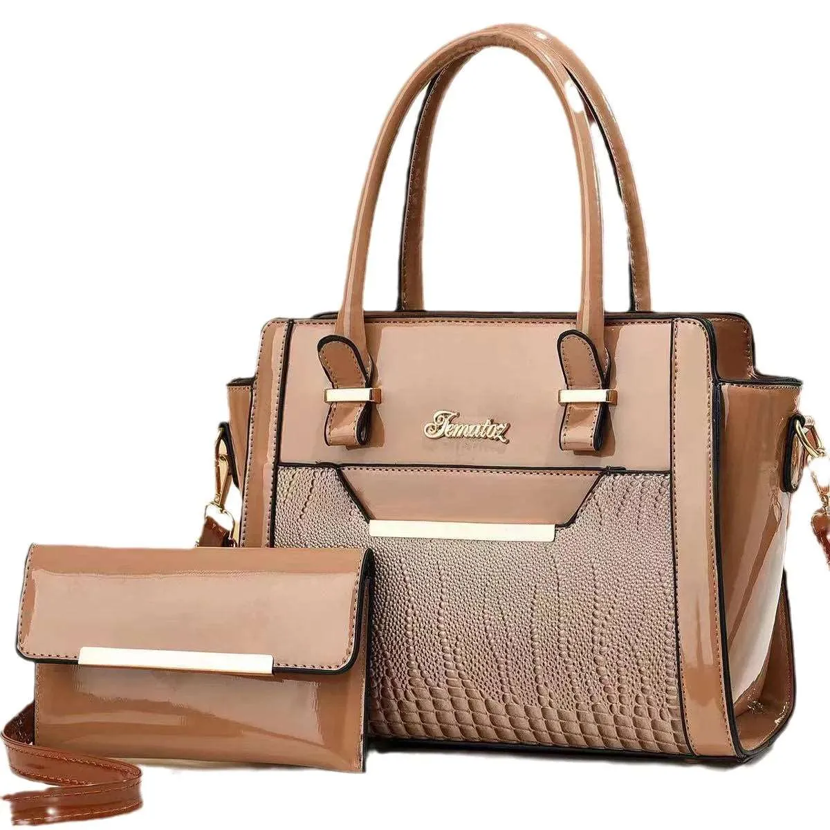 2024 Chic Crocodile Pattern Crossbody Composite Bag Spacious PU Shoulder Tote for Women's Fashion – High Capacity Elegance