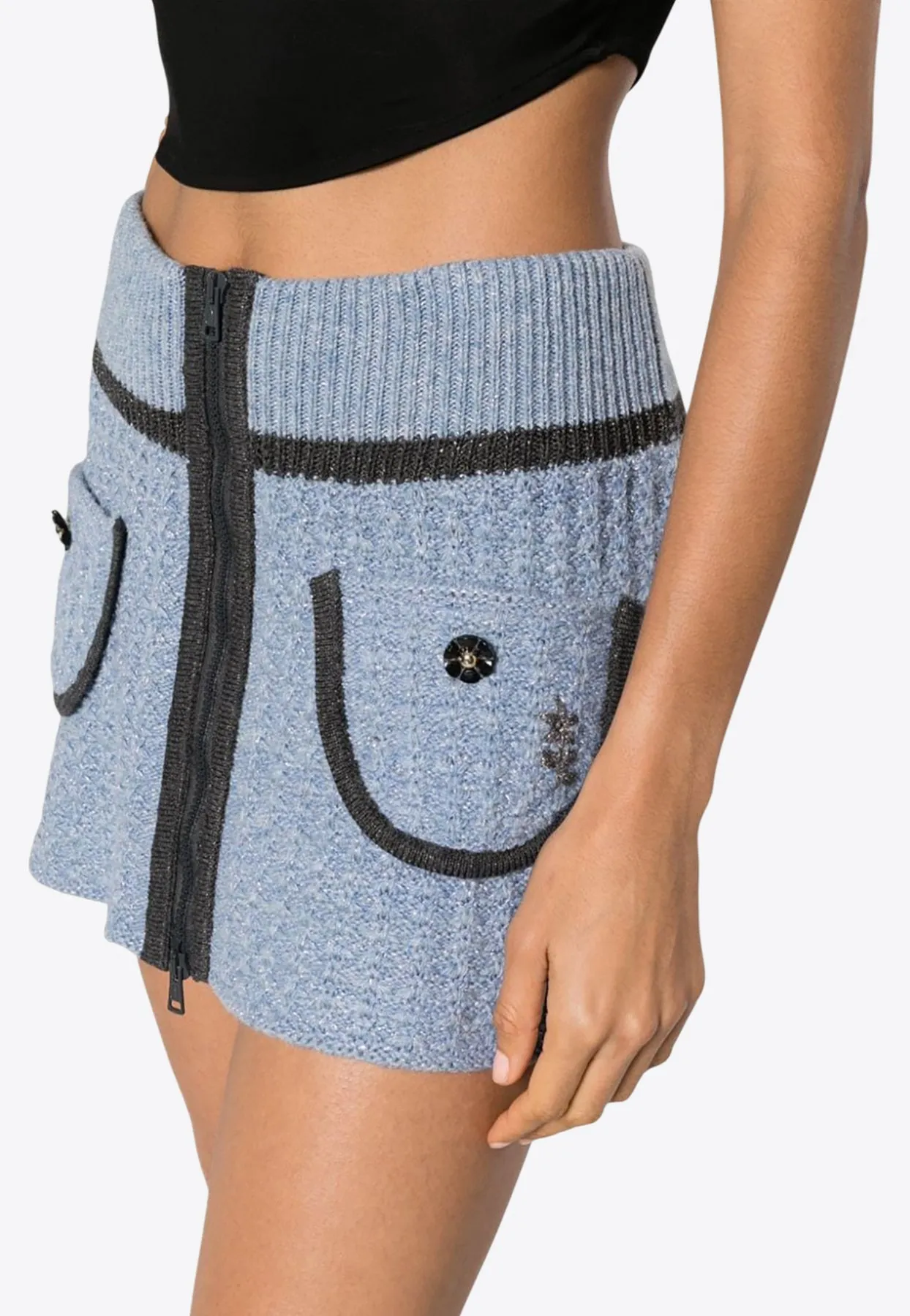 Anna Floral Embroidery Mini Knitted Skirt