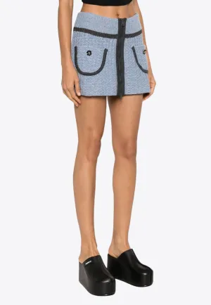 Anna Floral Embroidery Mini Knitted Skirt