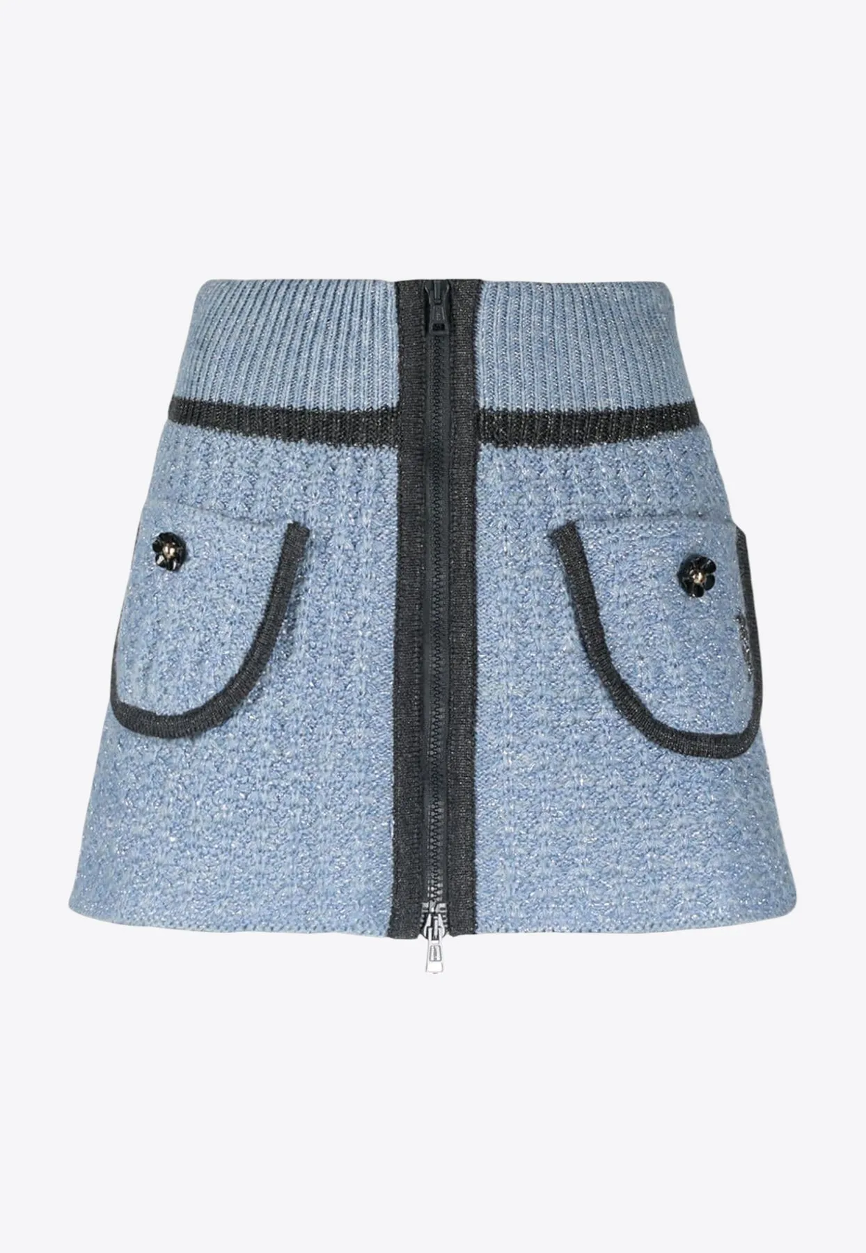 Anna Floral Embroidery Mini Knitted Skirt