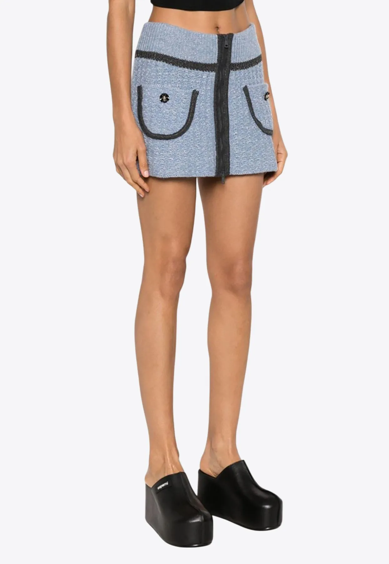 Anna Floral Embroidery Mini Knitted Skirt