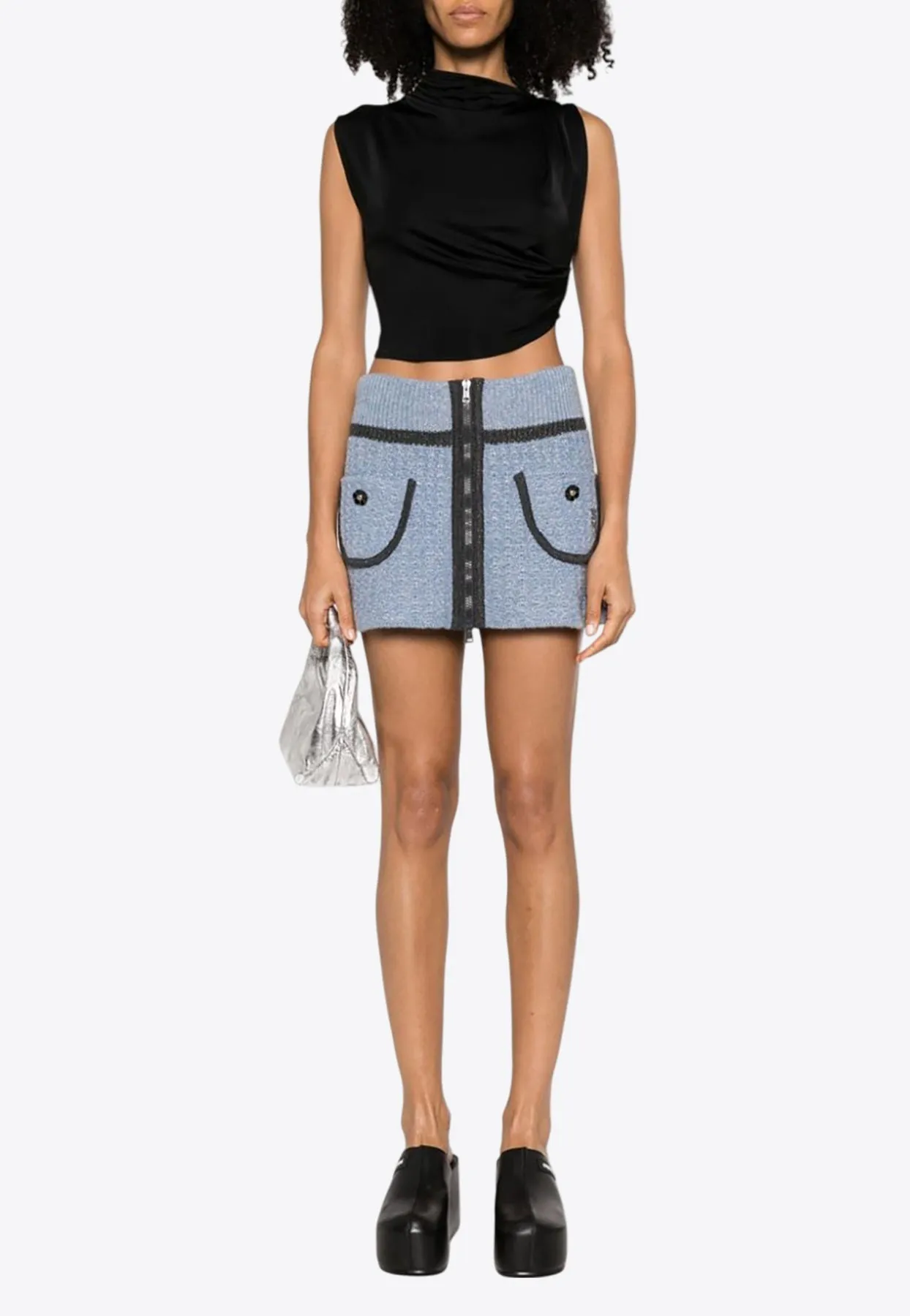 Anna Floral Embroidery Mini Knitted Skirt