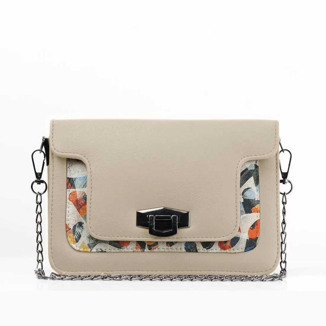Beige Mini Embossed Chain Bag Sand Brushes