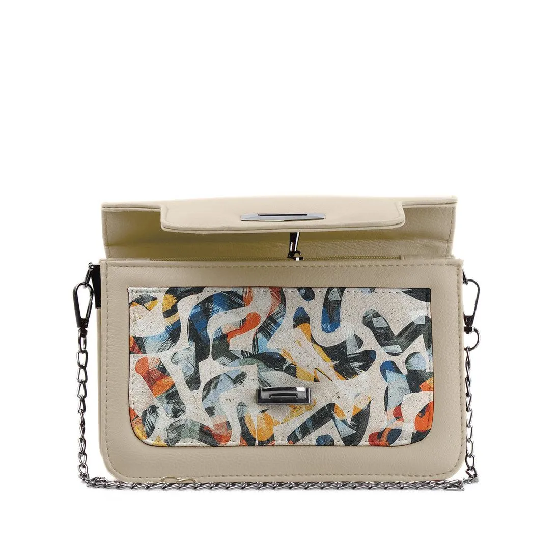 Beige Mini Embossed Chain Bag Sand Brushes
