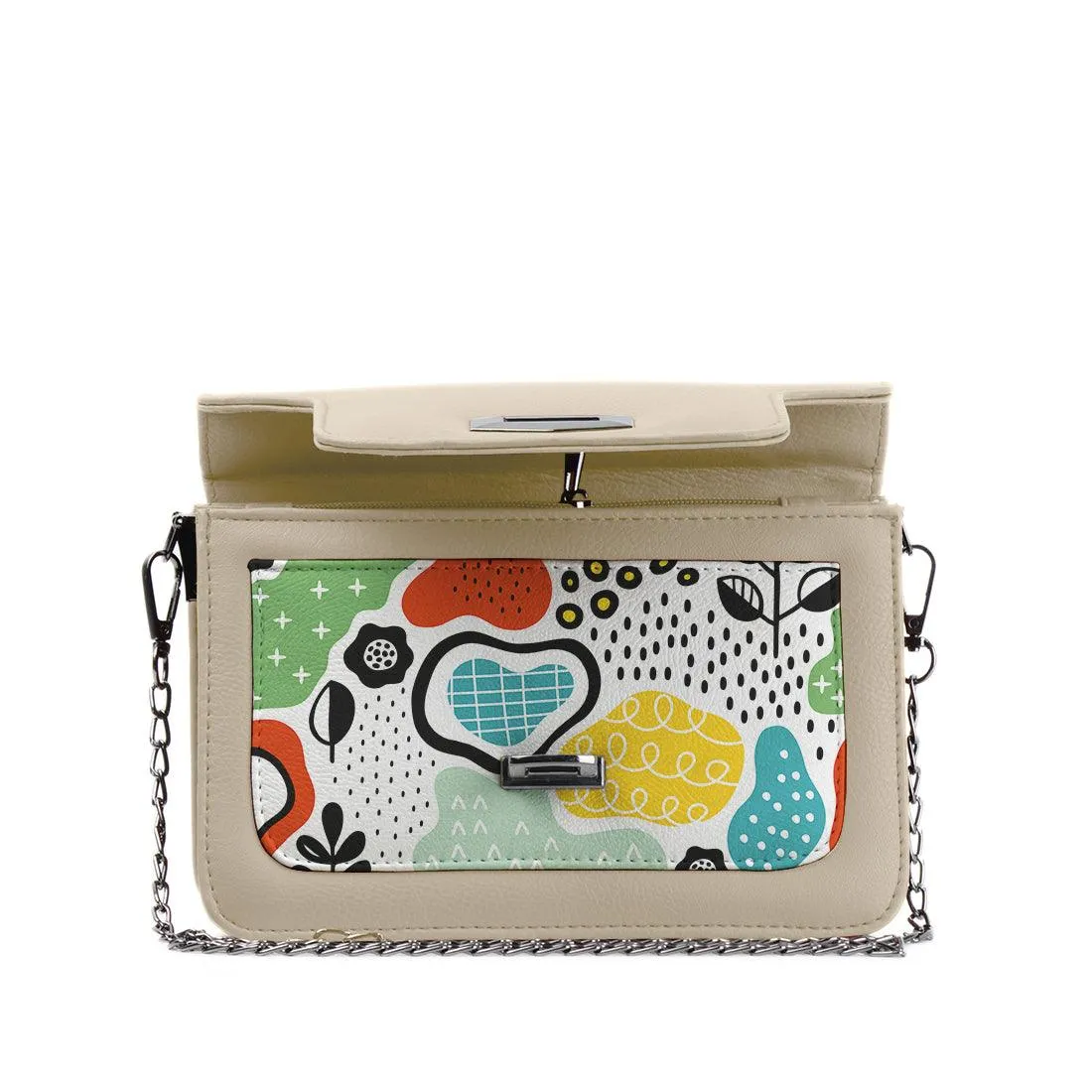 Beige Mini Embossed Chain Bag Shapes