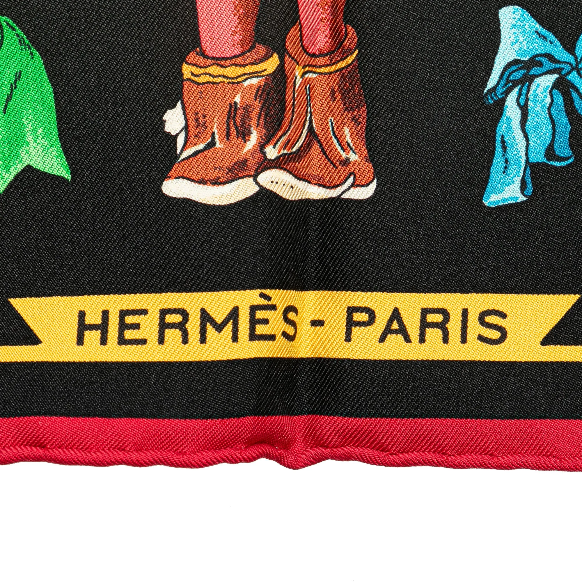 Black Hermès Kachinas Giant Triangle Silk Scarf Scarves