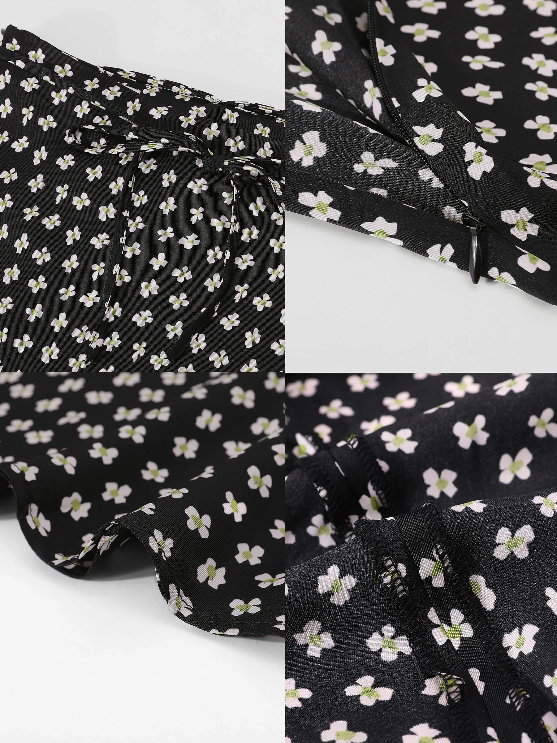 Black Printed Flowy Midi Skirt