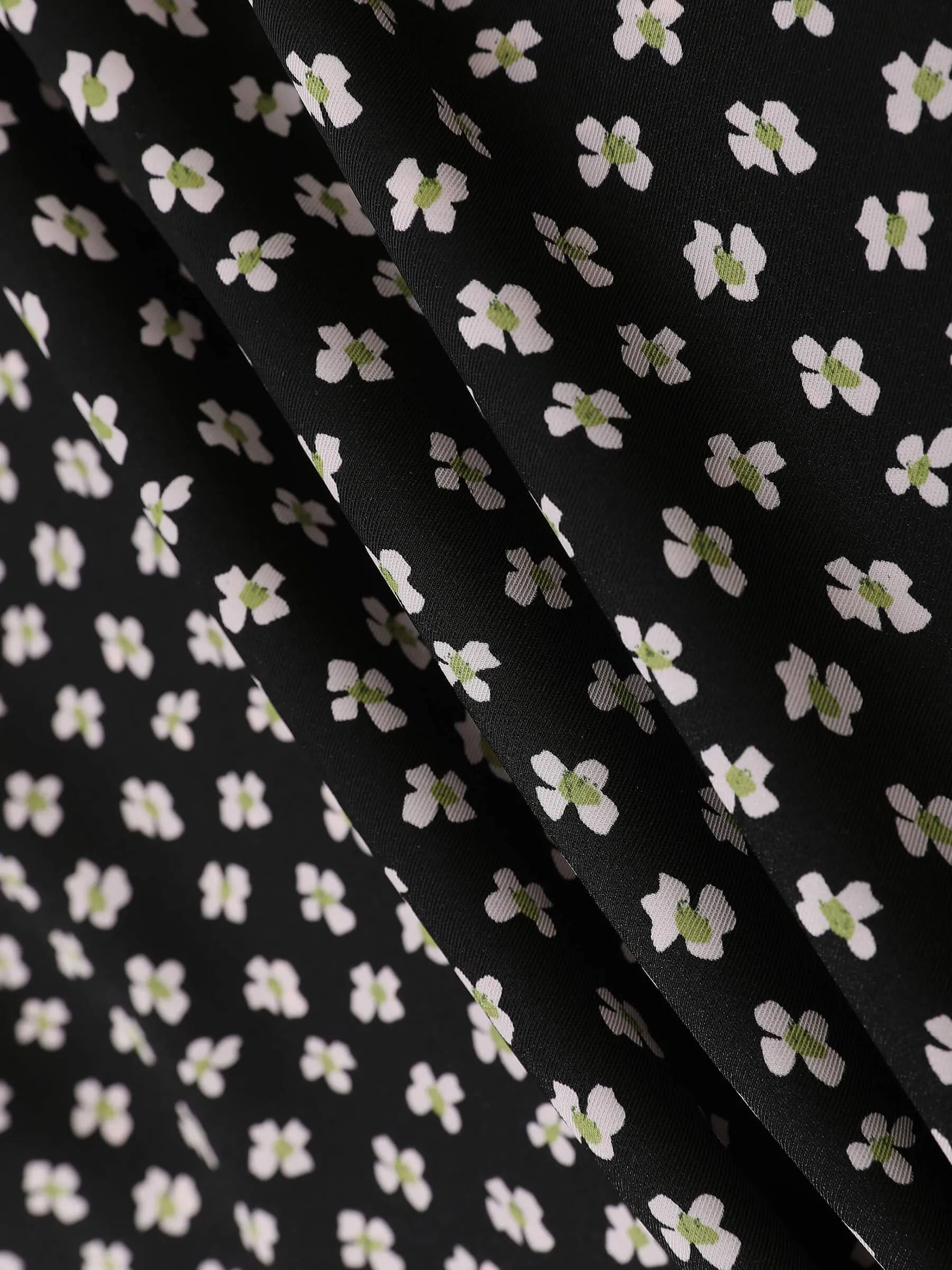 Black Printed Flowy Midi Skirt
