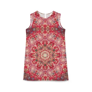 Blood Red Coral A-line Sleeveless Dress (AOP)