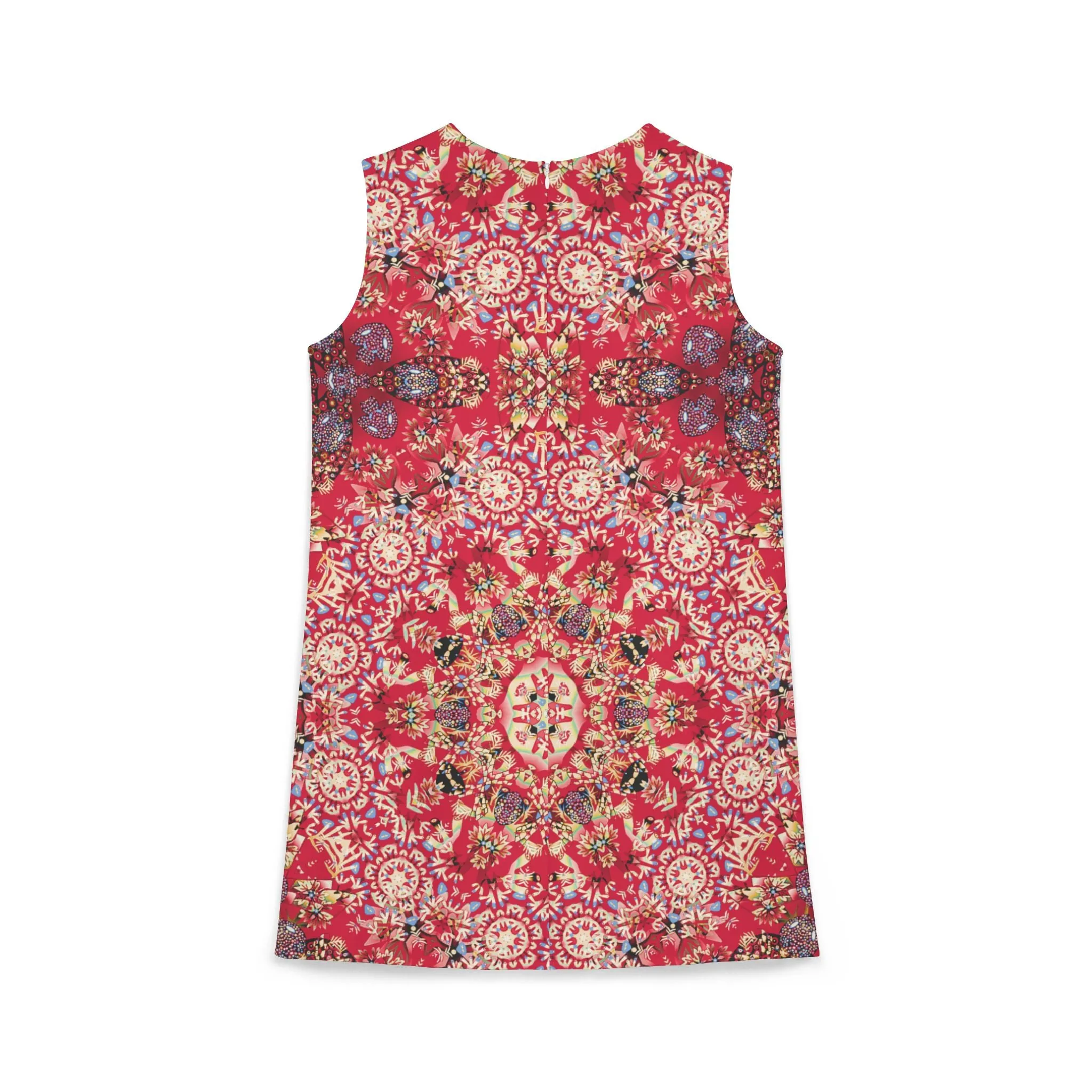 Blood Red Coral A-line Sleeveless Dress (AOP)