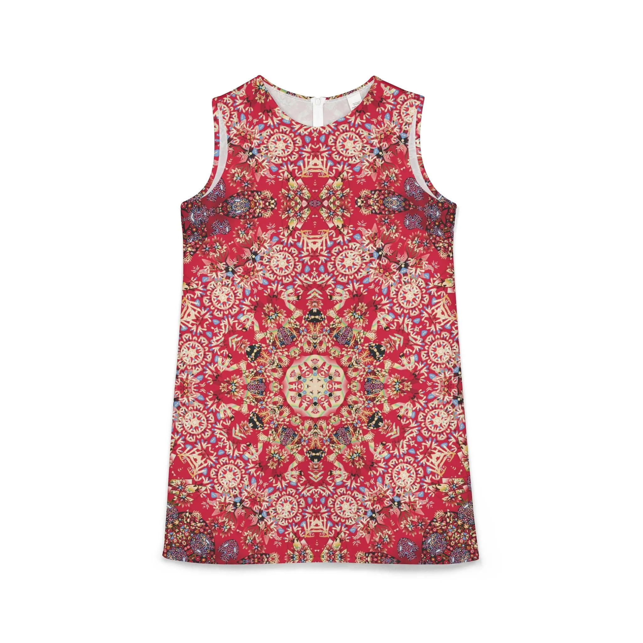 Blood Red Coral A-line Sleeveless Dress (AOP)