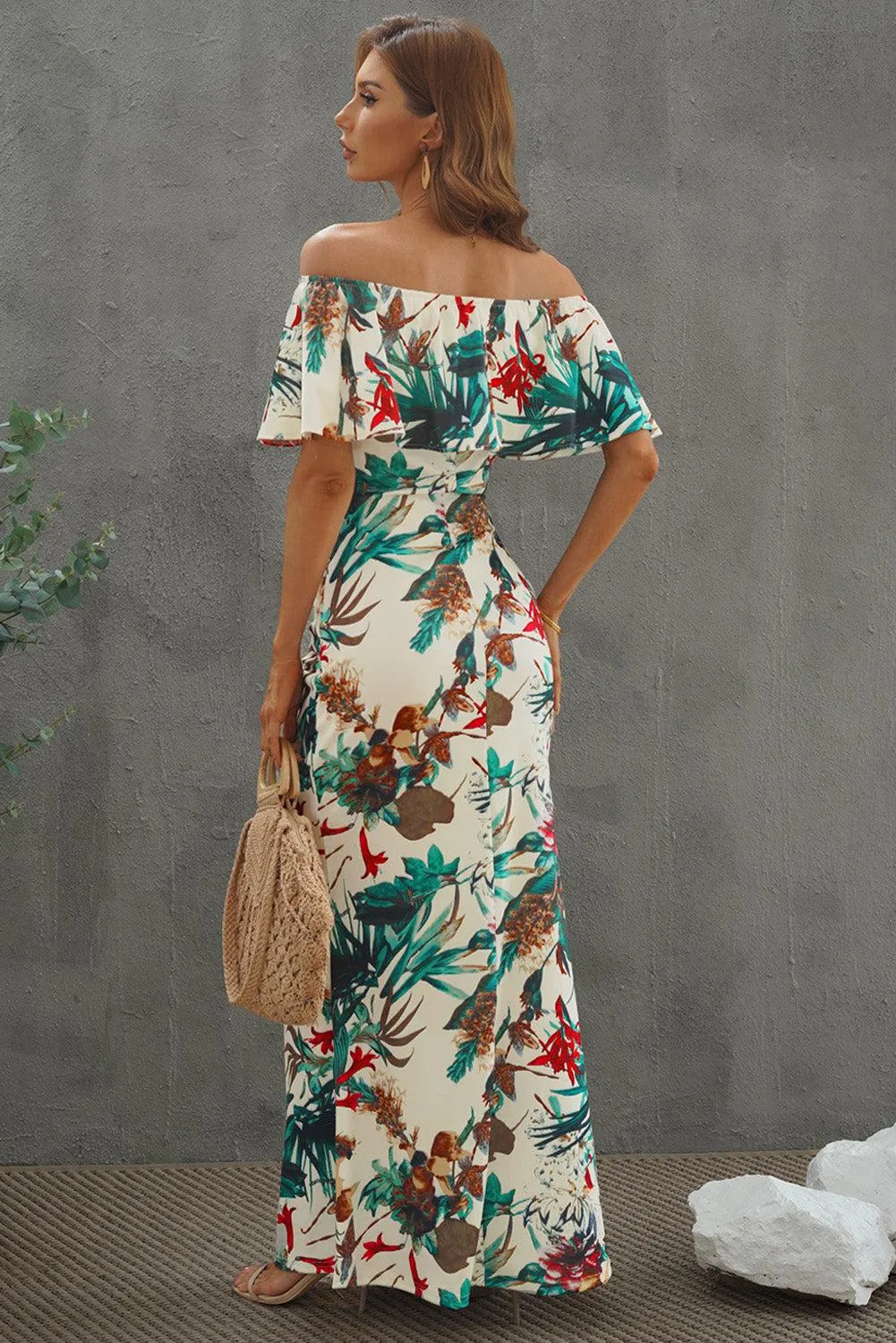 Blue Zone Planet |  Floral Layered Off-Shoulder Maxi Dress