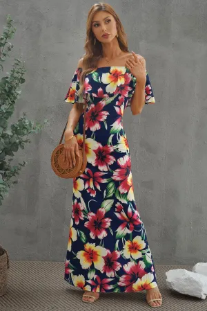 Blue Zone Planet |  Floral Layered Off-Shoulder Maxi Dress