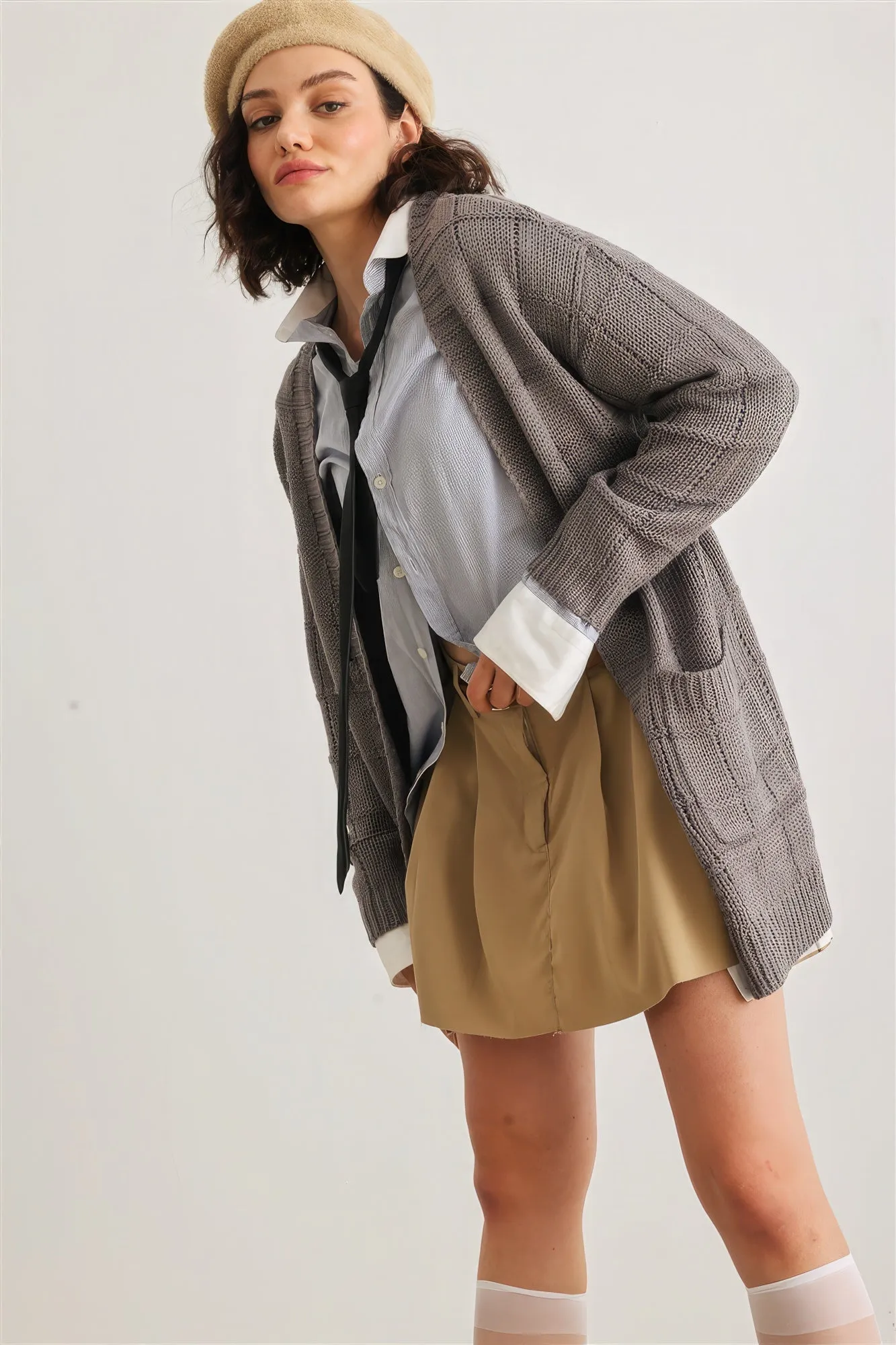 Blue Zone Planet |  Knit Two Pocket Long Sleeve Open Front Cardigan