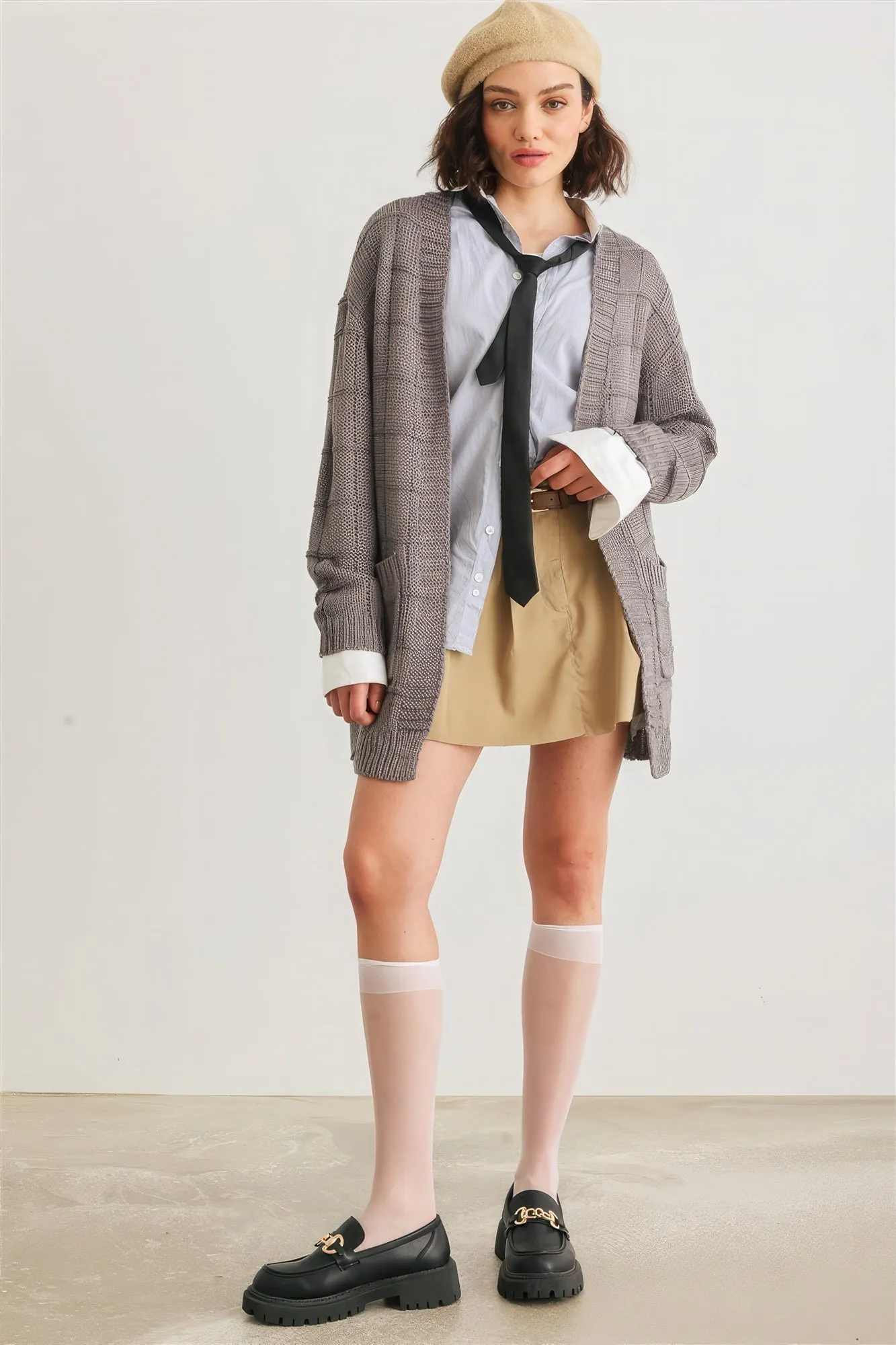 Blue Zone Planet |  Knit Two Pocket Long Sleeve Open Front Cardigan