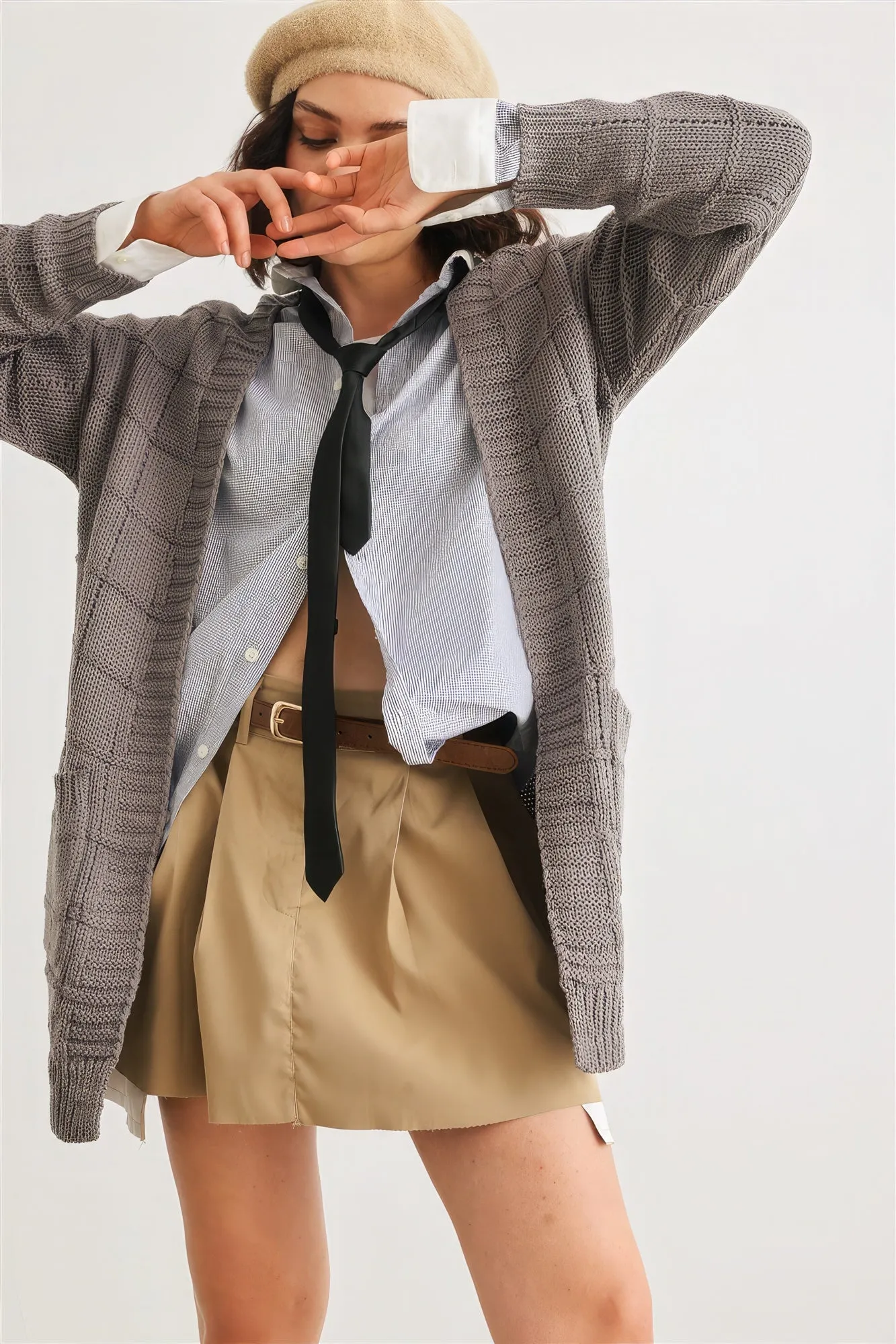 Blue Zone Planet |  Knit Two Pocket Long Sleeve Open Front Cardigan