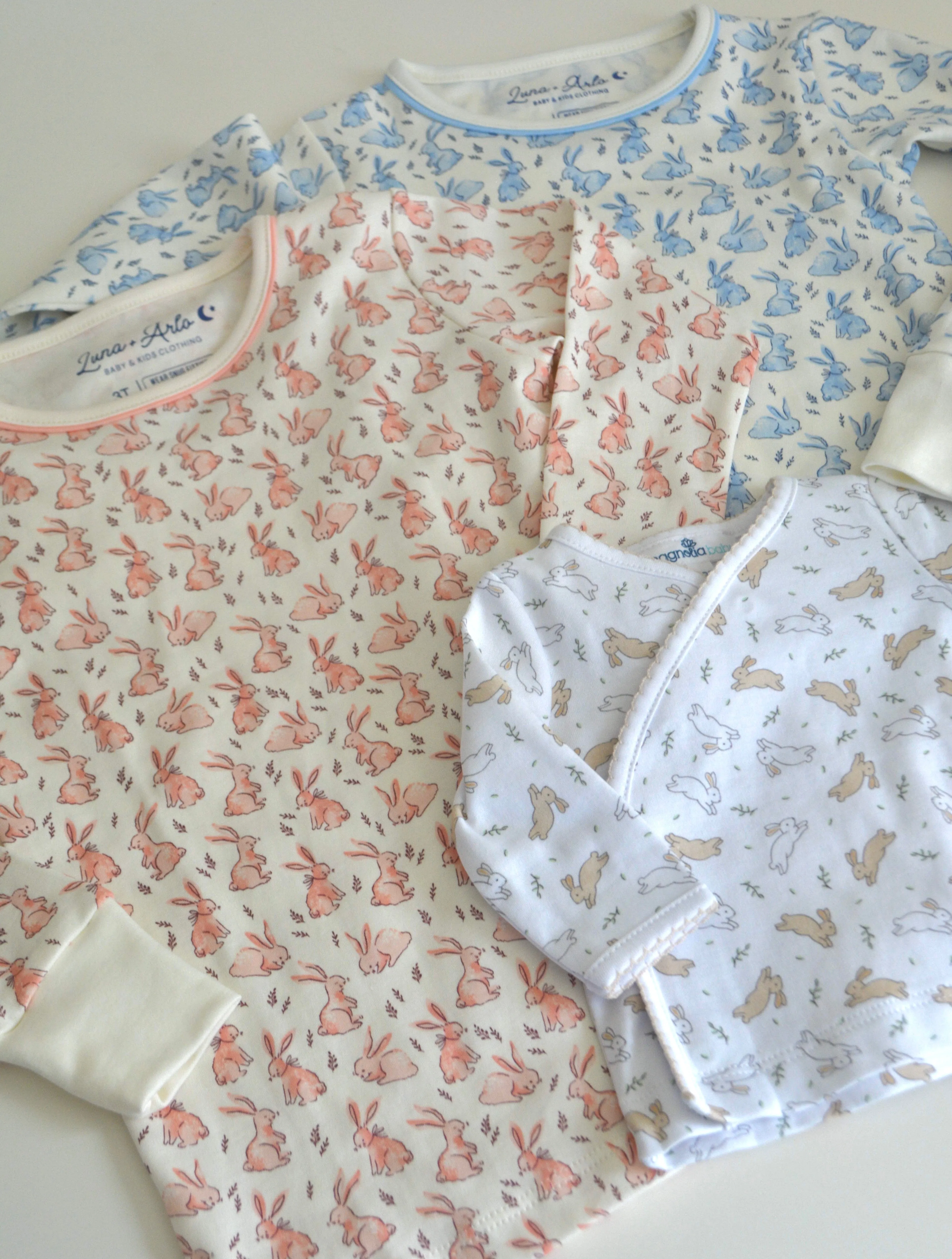 Bunny Patch Long Pajama Set: Pink