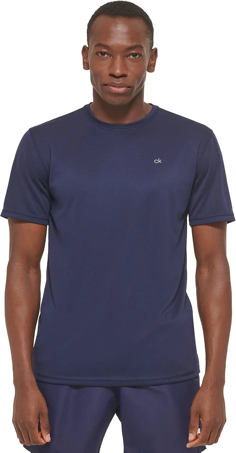 Calvin Klein Men's Standard Light Weight Quick Dry Short Sleeve 40  UPF Protection Active Top