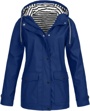 Cdiecer Raincoat Women Waterproof Hooded Trench Coats Plus Size Windbreaker Hiking Running Jacket Spring Rain Jackets