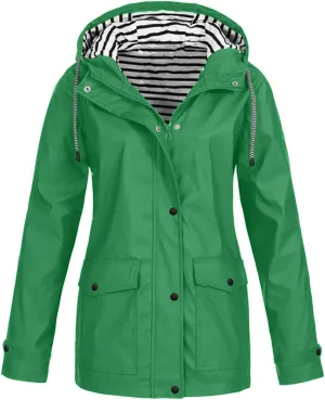 Cdiecer Raincoat Women Waterproof Hooded Trench Coats Plus Size Windbreaker Hiking Running Jacket Spring Rain Jackets