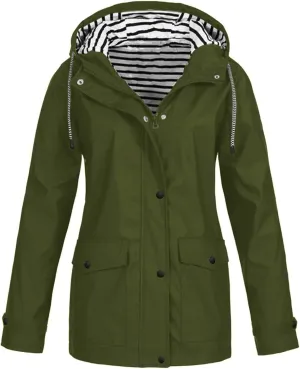 Cdiecer Raincoat Women Waterproof Hooded Trench Coats Plus Size Windbreaker Hiking Running Jacket Spring Rain Jackets