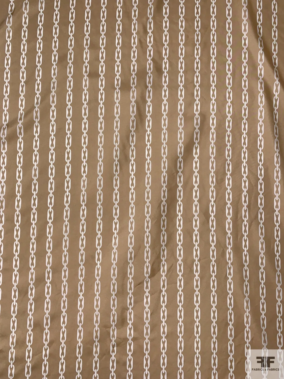 Chain Links Printed Silk Twill - Tan / Off-White