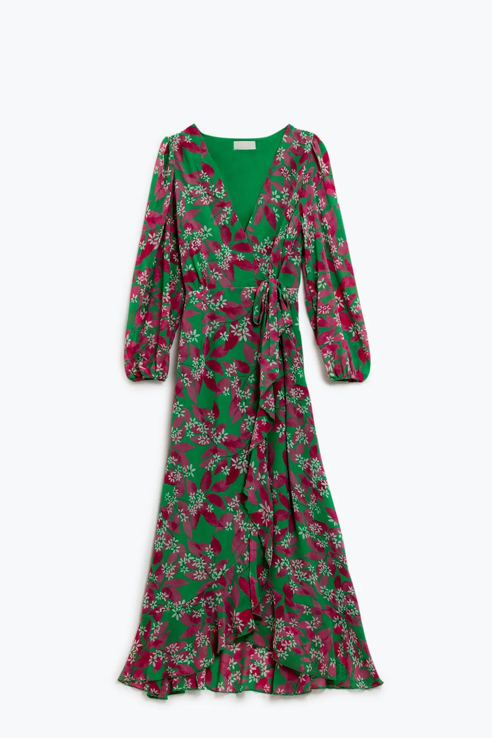 Chiffon maxi Dress With Floral Print in Green