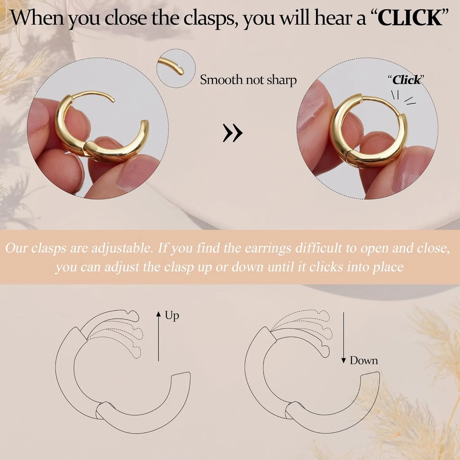 Chunky Gold Huggie Hoop Earrings Set for Women, Small Sterling Silver Cartilage Earring for Multiple Piercing 14K Plated Hypoallergenic Trendy Jewelry, Dainty Thick Stack Earing for Womens Gift