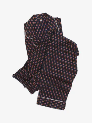 Cotton Pajamas-Black Floral Print