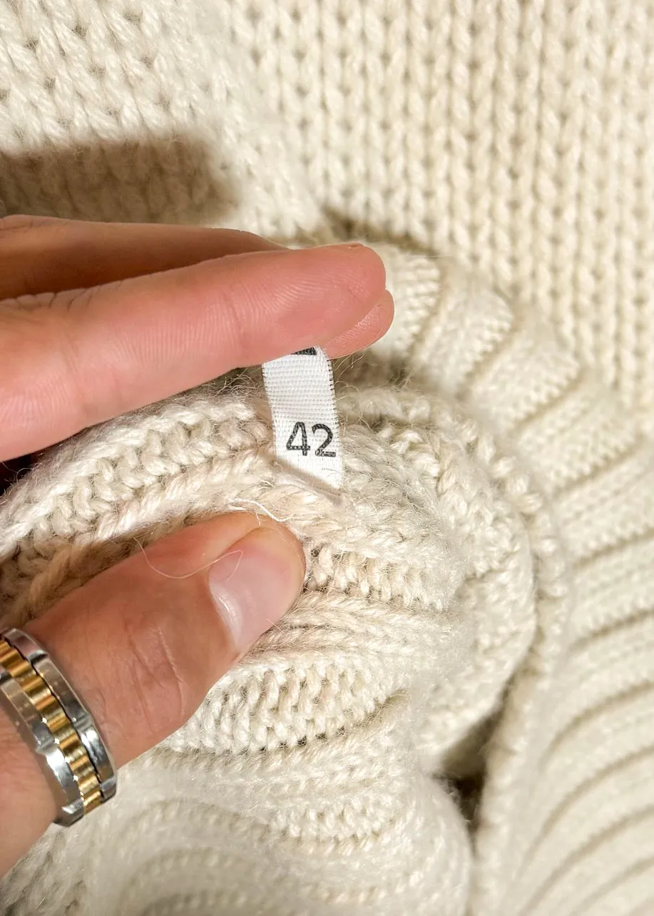 Dolce & Gabbana Ivory Chunky Knit Alpaca Poncho Sweater