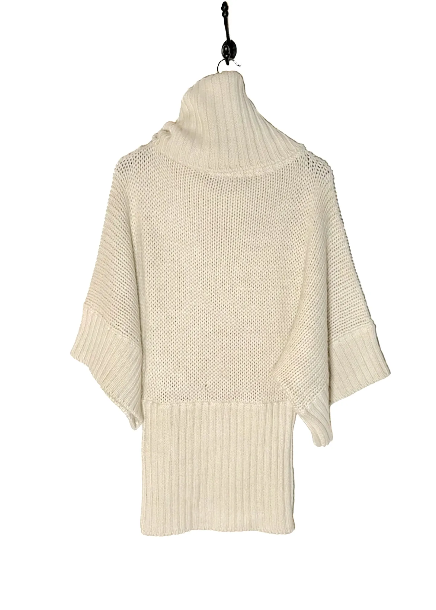 Dolce & Gabbana Ivory Chunky Knit Alpaca Poncho Sweater