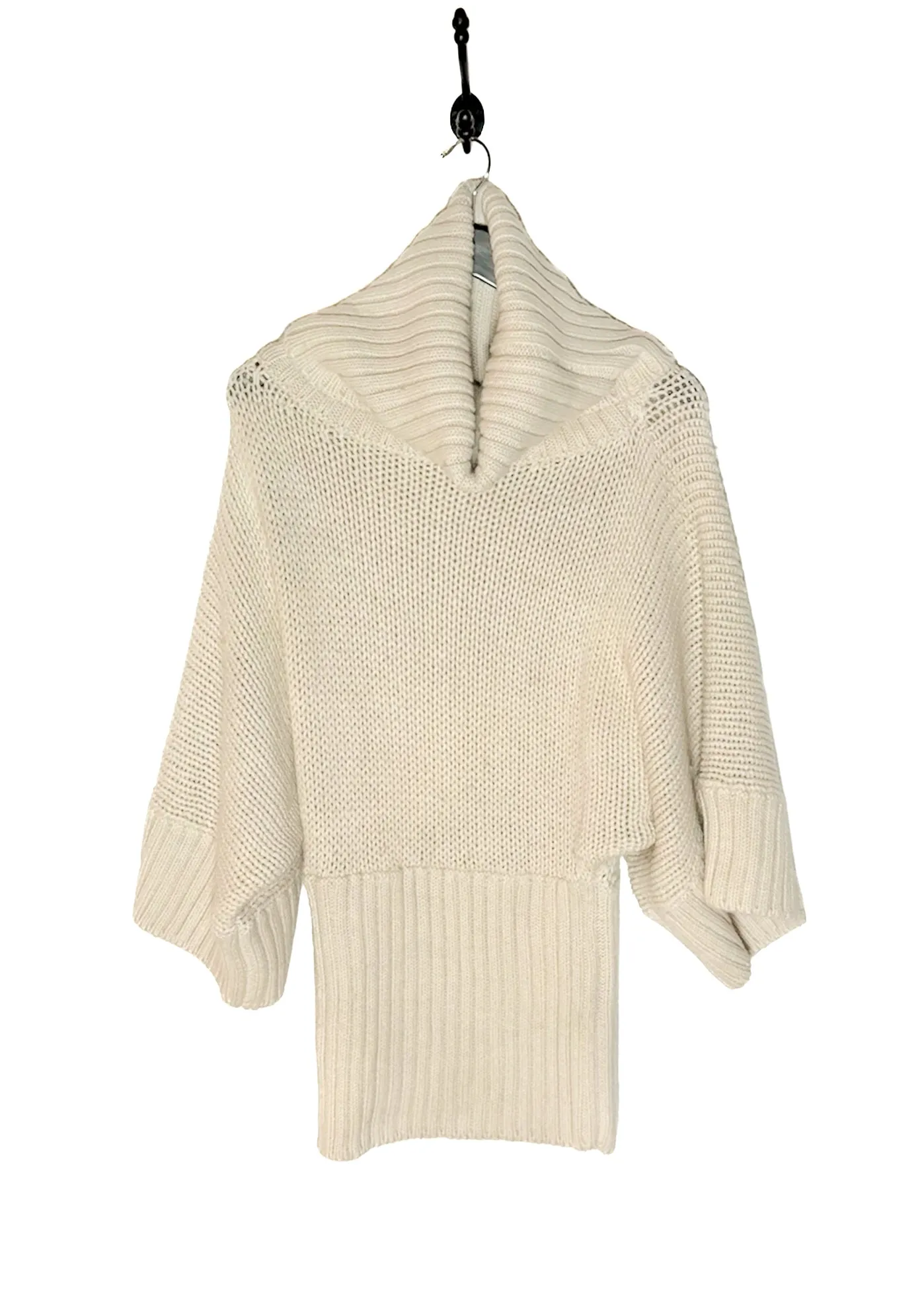 Dolce & Gabbana Ivory Chunky Knit Alpaca Poncho Sweater