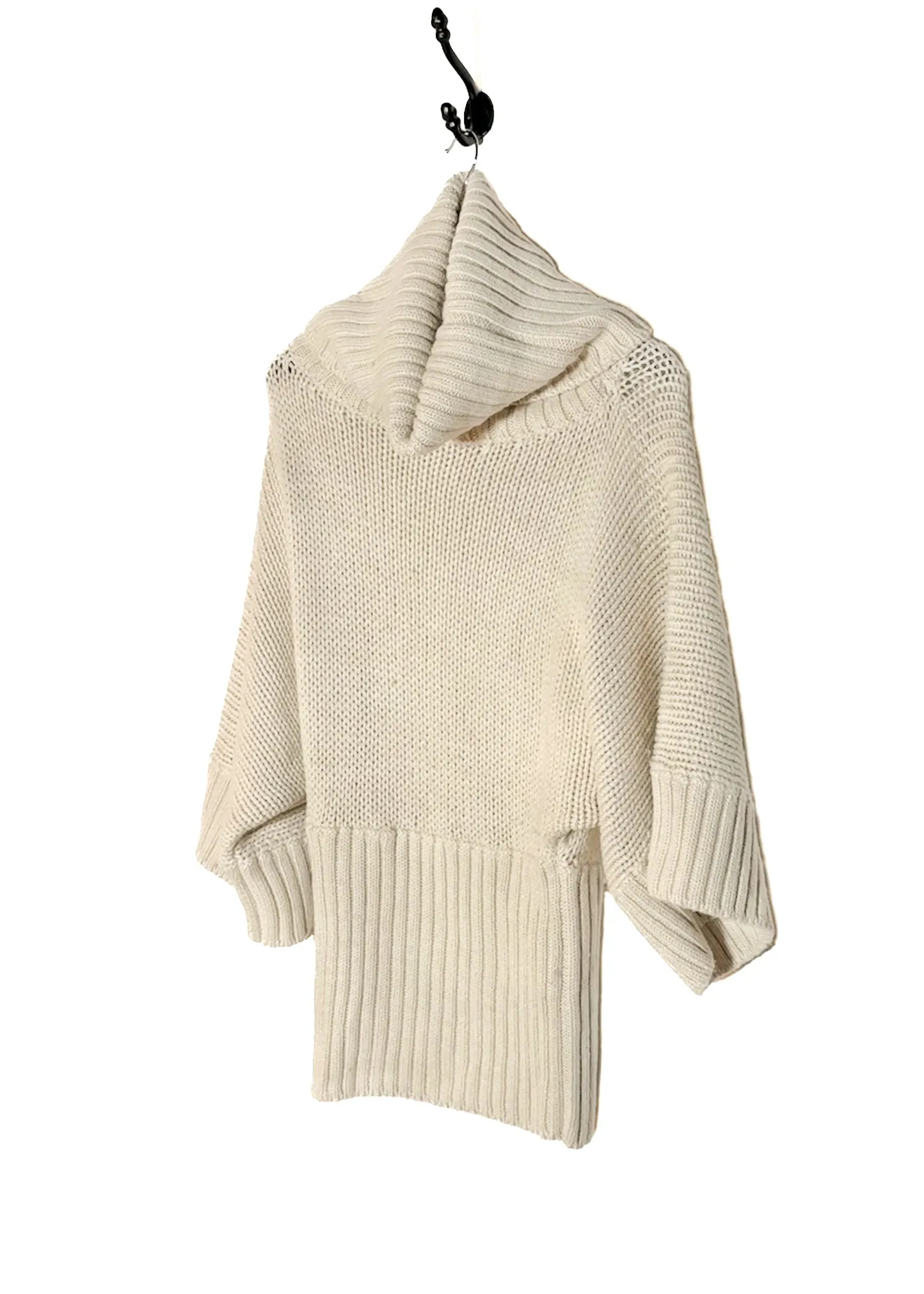 Dolce & Gabbana Ivory Chunky Knit Alpaca Poncho Sweater
