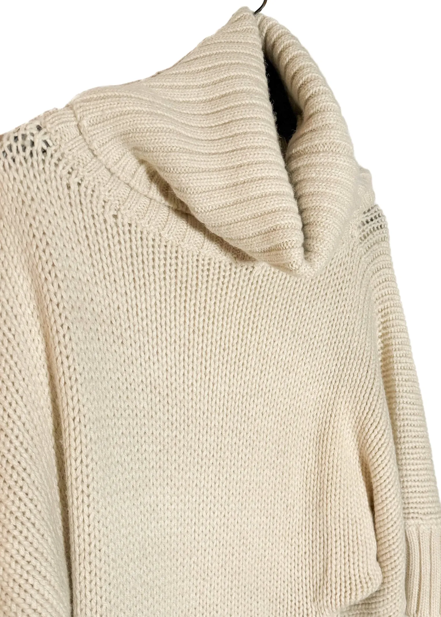 Dolce & Gabbana Ivory Chunky Knit Alpaca Poncho Sweater