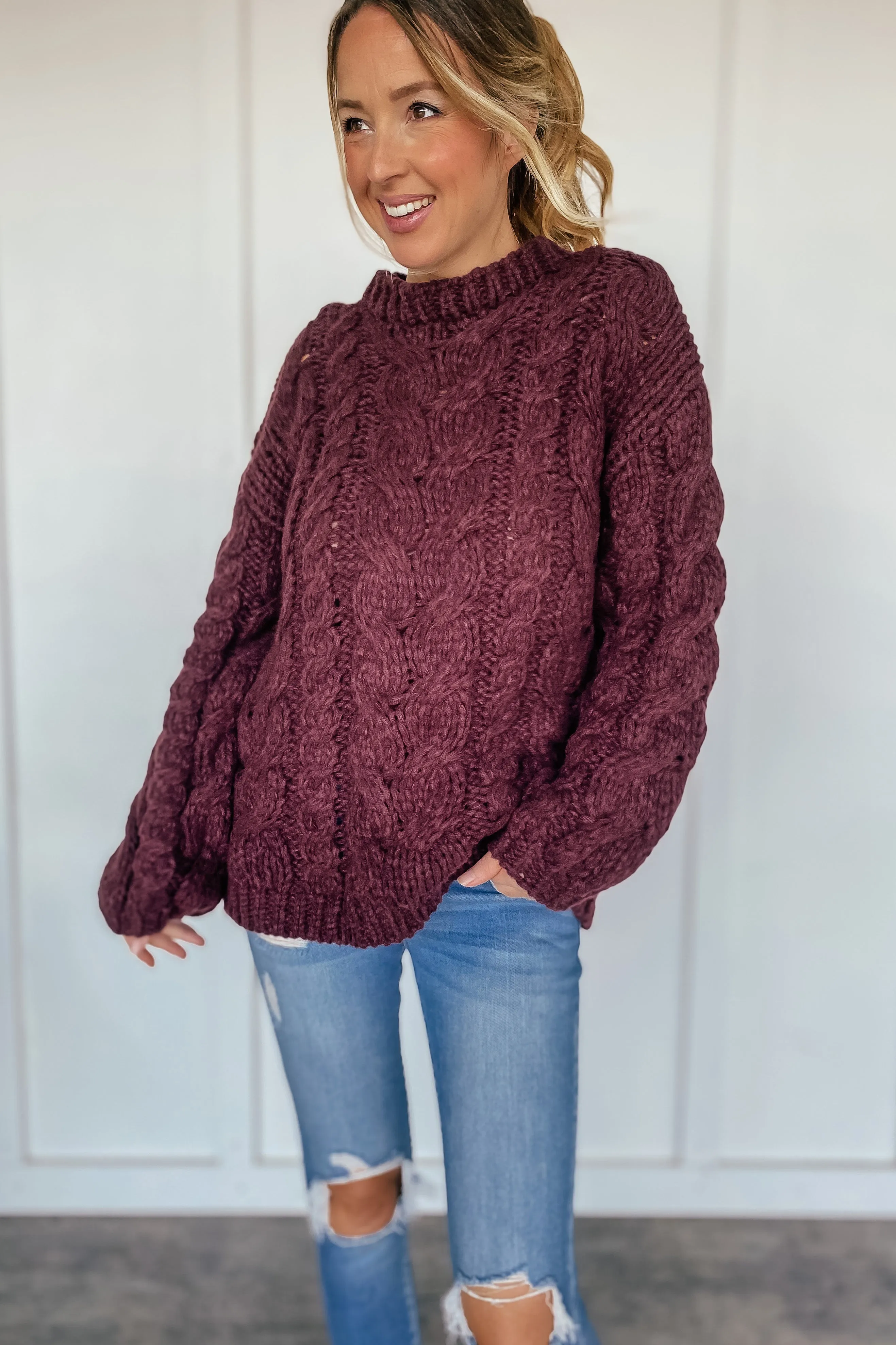 Fall Bucket List Chunky Cable Knit Sweater