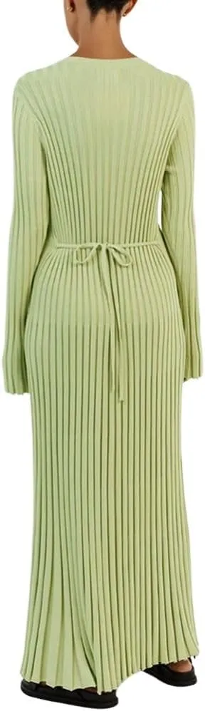 Fall Knit Dresses for Women 2024 Elegant Ribbed Pleated Bodycon Sweater Dress Casual Loose Maternity Dress