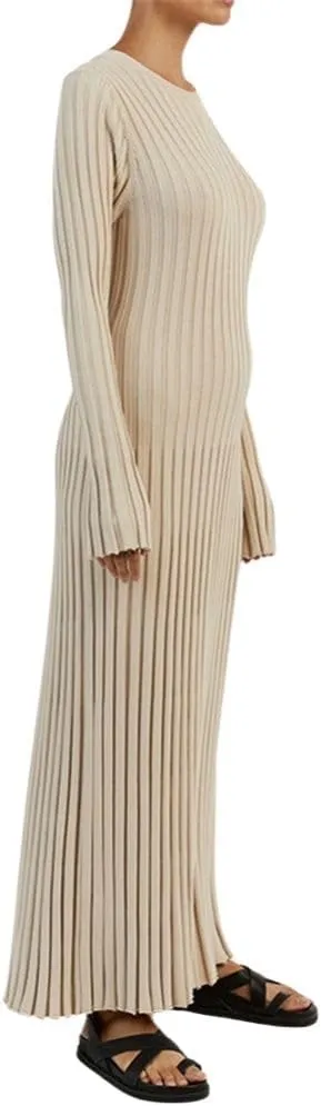 Fall Knit Dresses for Women 2024 Elegant Ribbed Pleated Bodycon Sweater Dress Casual Loose Maternity Dress