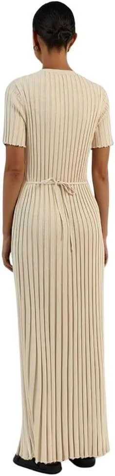 Fall Knit Dresses for Women 2024 Elegant Ribbed Pleated Bodycon Sweater Dress Casual Loose Maternity Dress