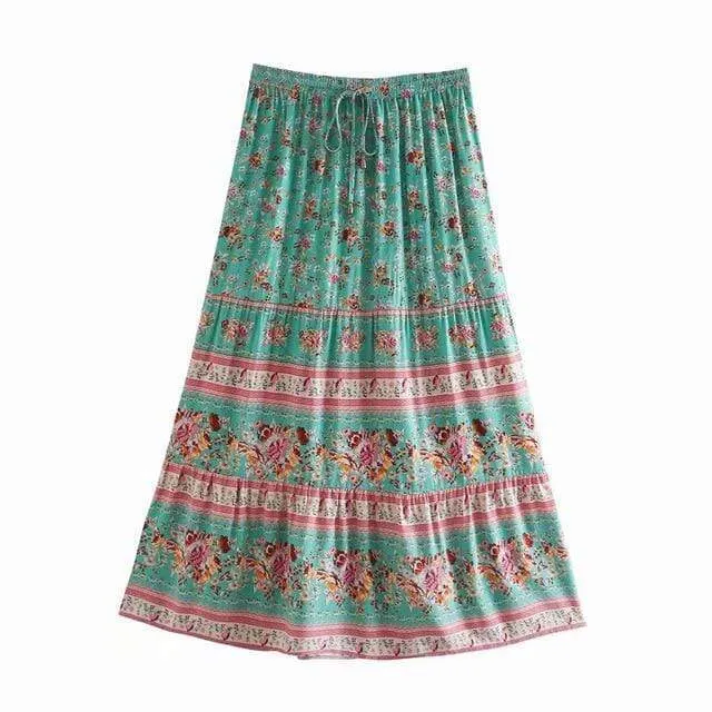 Floral Print Bohemian Skirt
