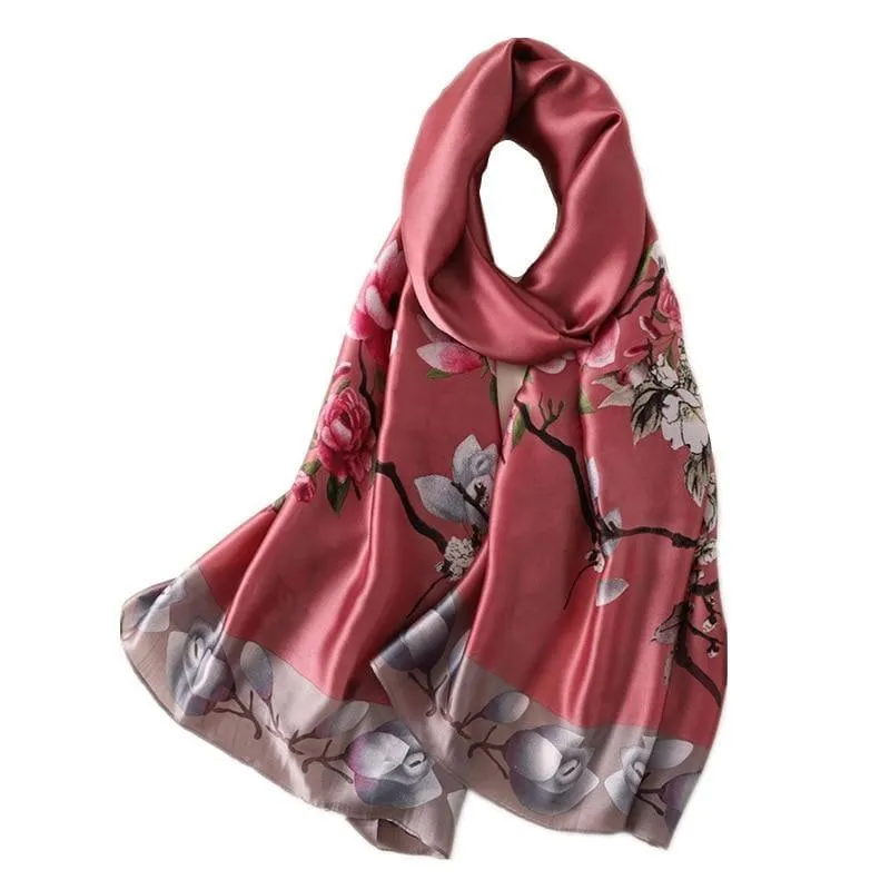 Floral Print Silk Scarf