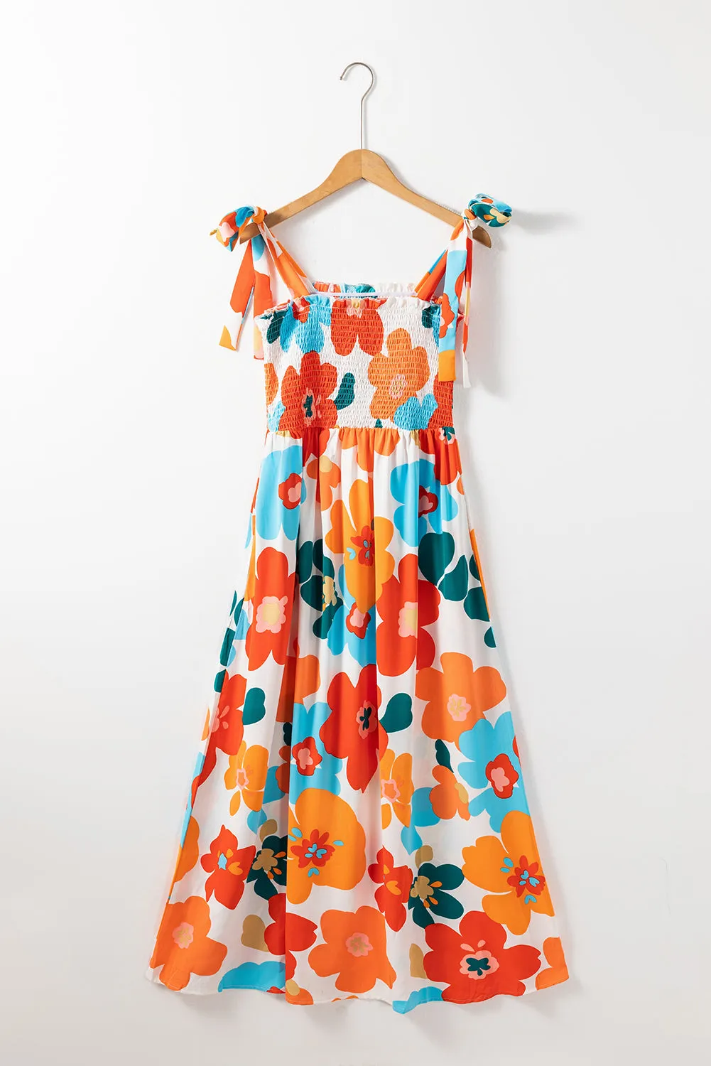 Floral Self Tied Straps Maxi Dresses