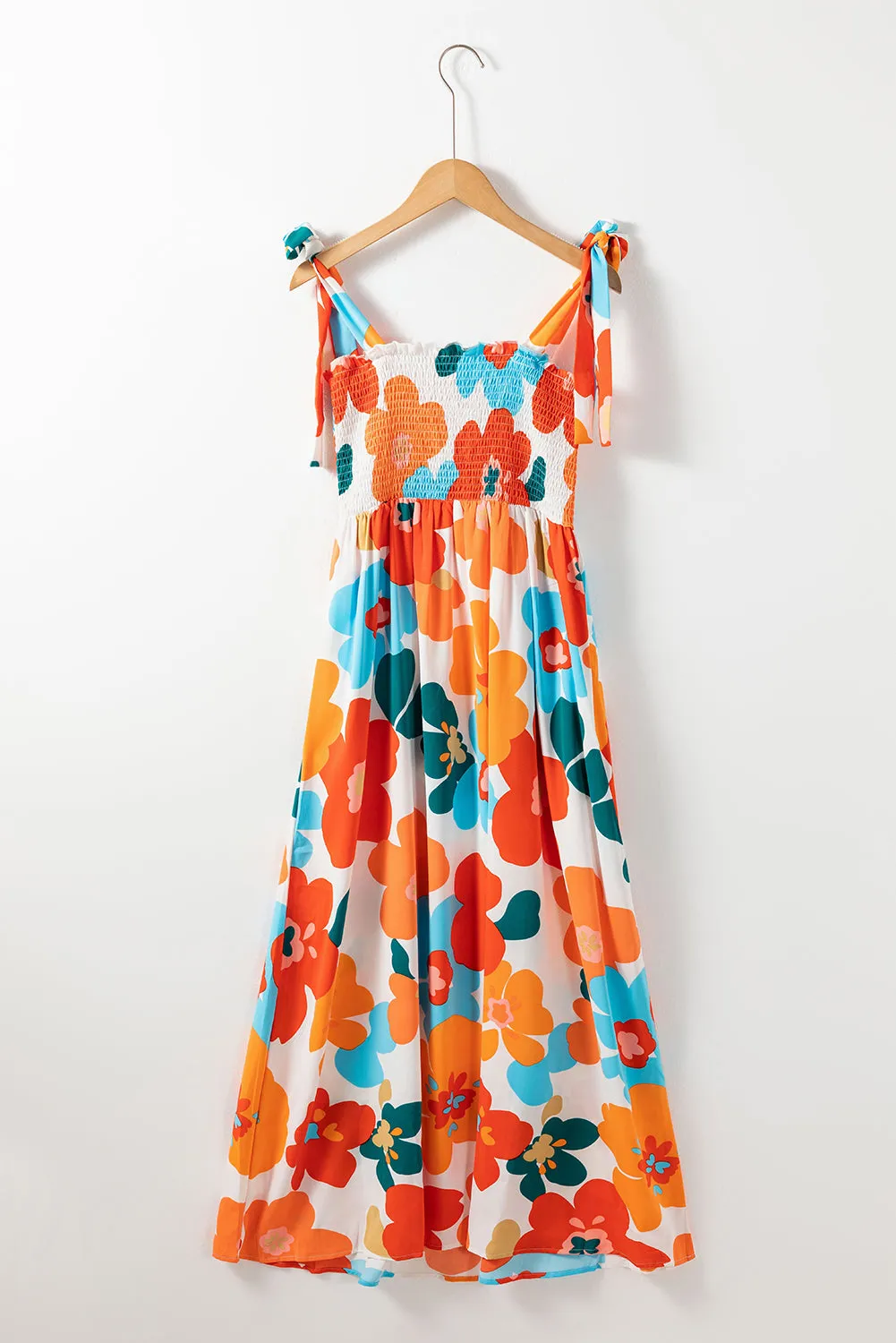 Floral Self Tied Straps Maxi Dresses