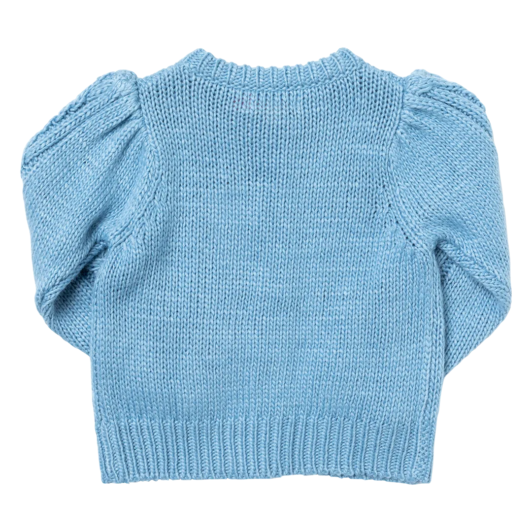 Girls Cable Constance Sweater - Dusty Blue