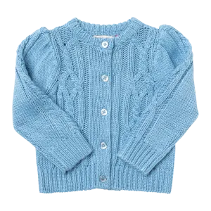 Girls Cable Constance Sweater - Dusty Blue