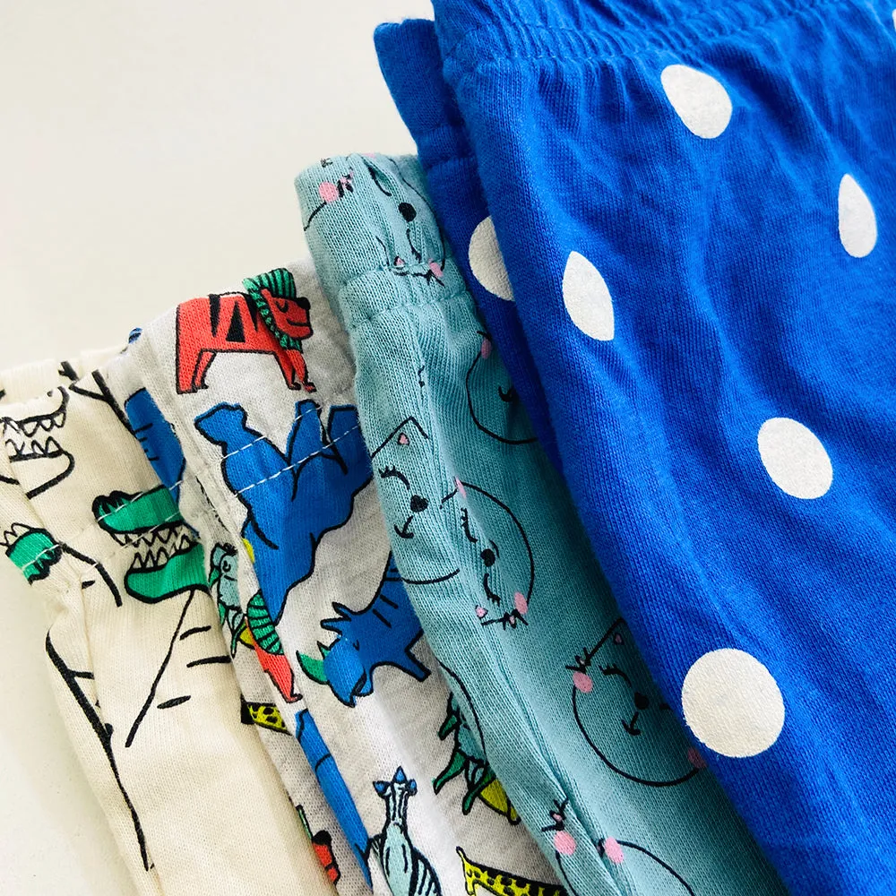 Girls Elasticated Printed Cotton Pajama With Ankle Cuff