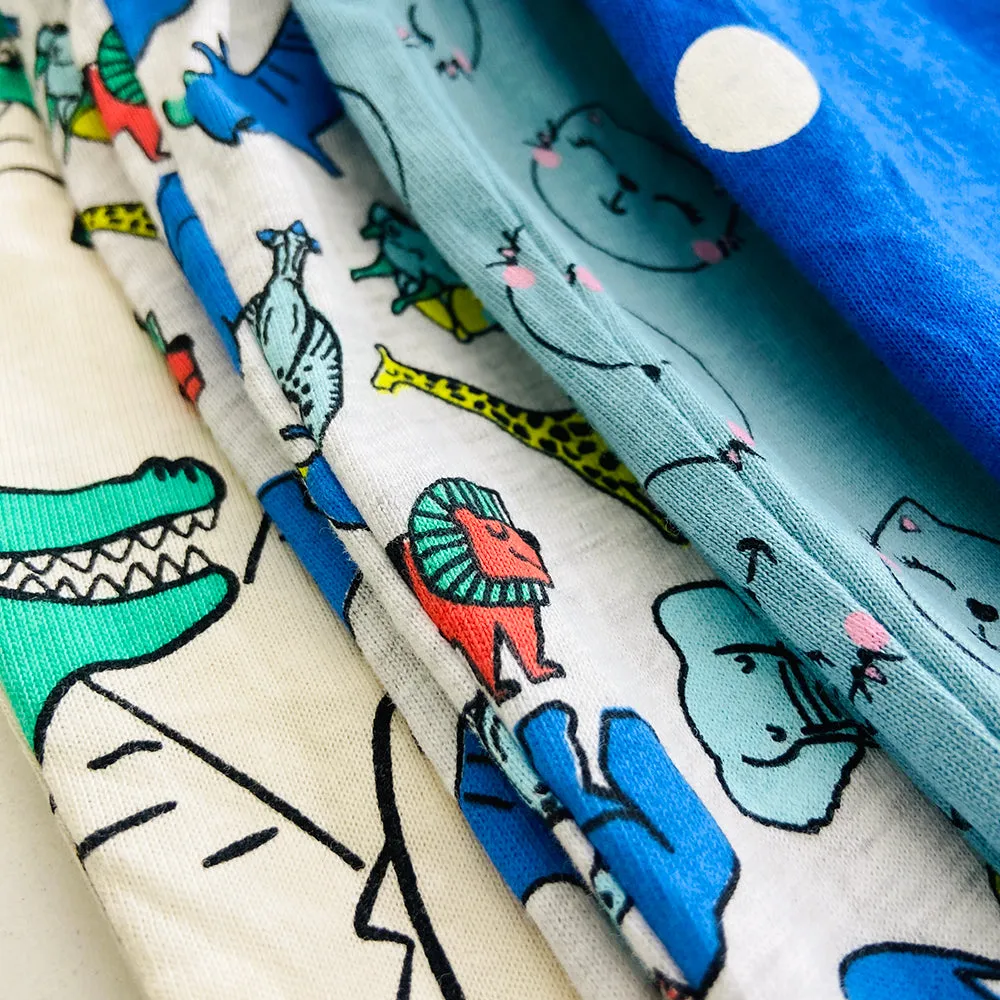 Girls Elasticated Printed Cotton Pajama With Ankle Cuff