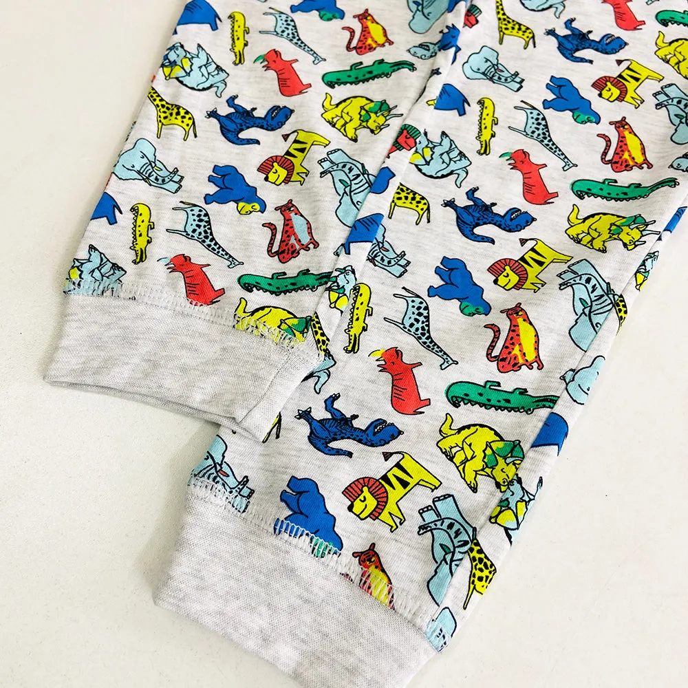 Girls Elasticated Printed Cotton Pajama With Ankle Cuff