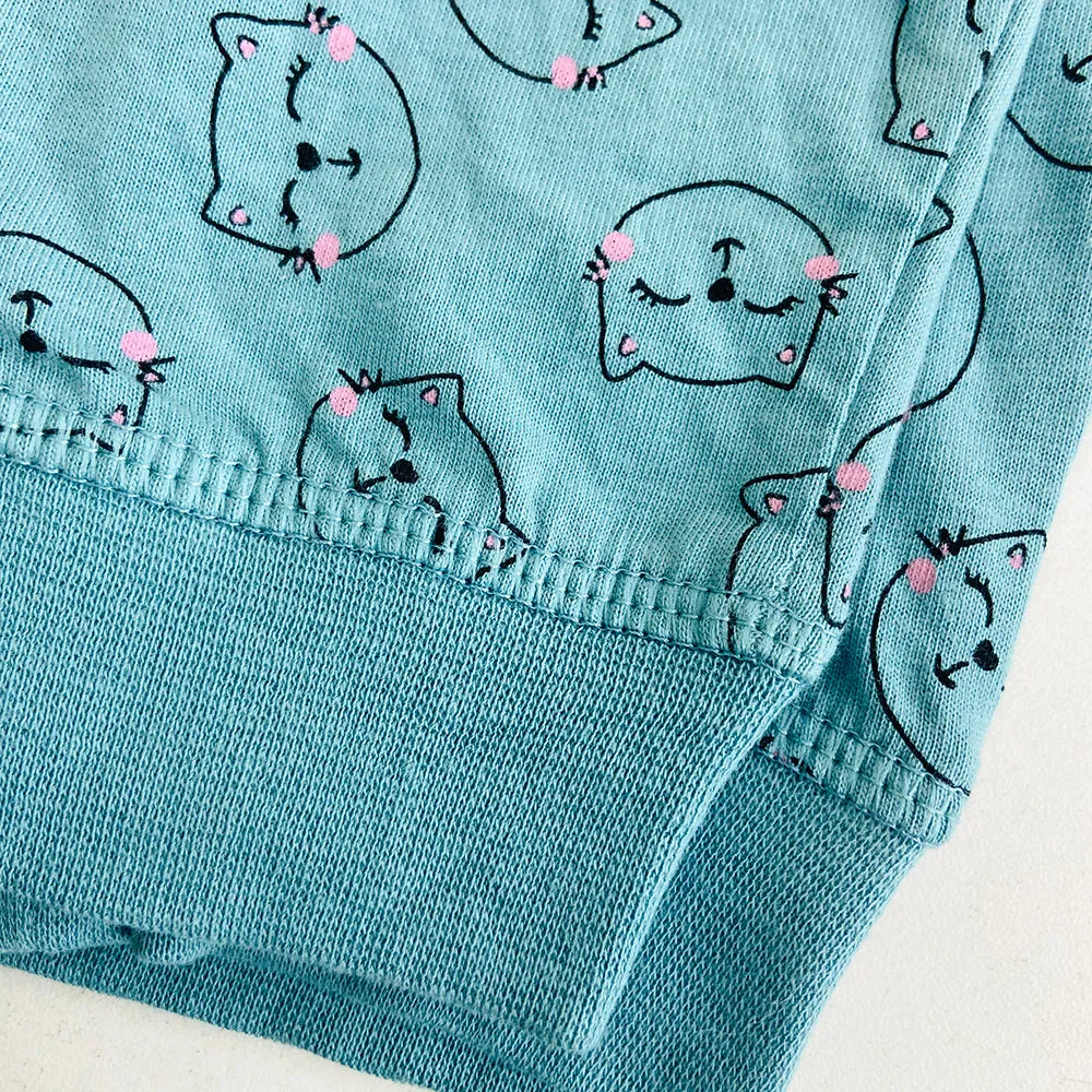 Girls Elasticated Printed Cotton Pajama With Ankle Cuff