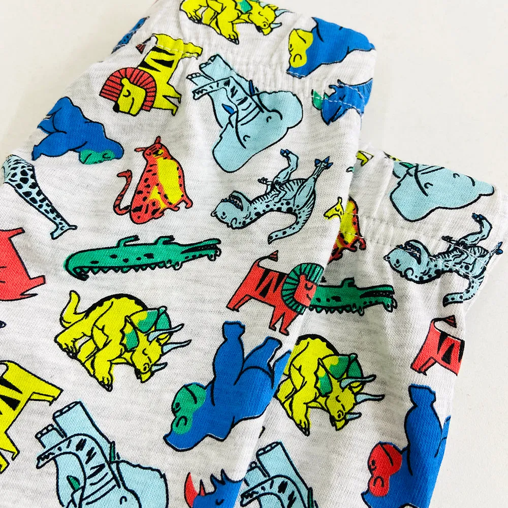 Girls Elasticated Printed Cotton Pajama With Ankle Cuff